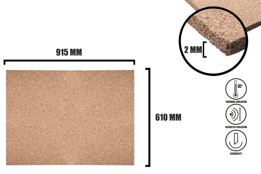 Korkplatten 2 mm (915x610mm) – feinkörnig